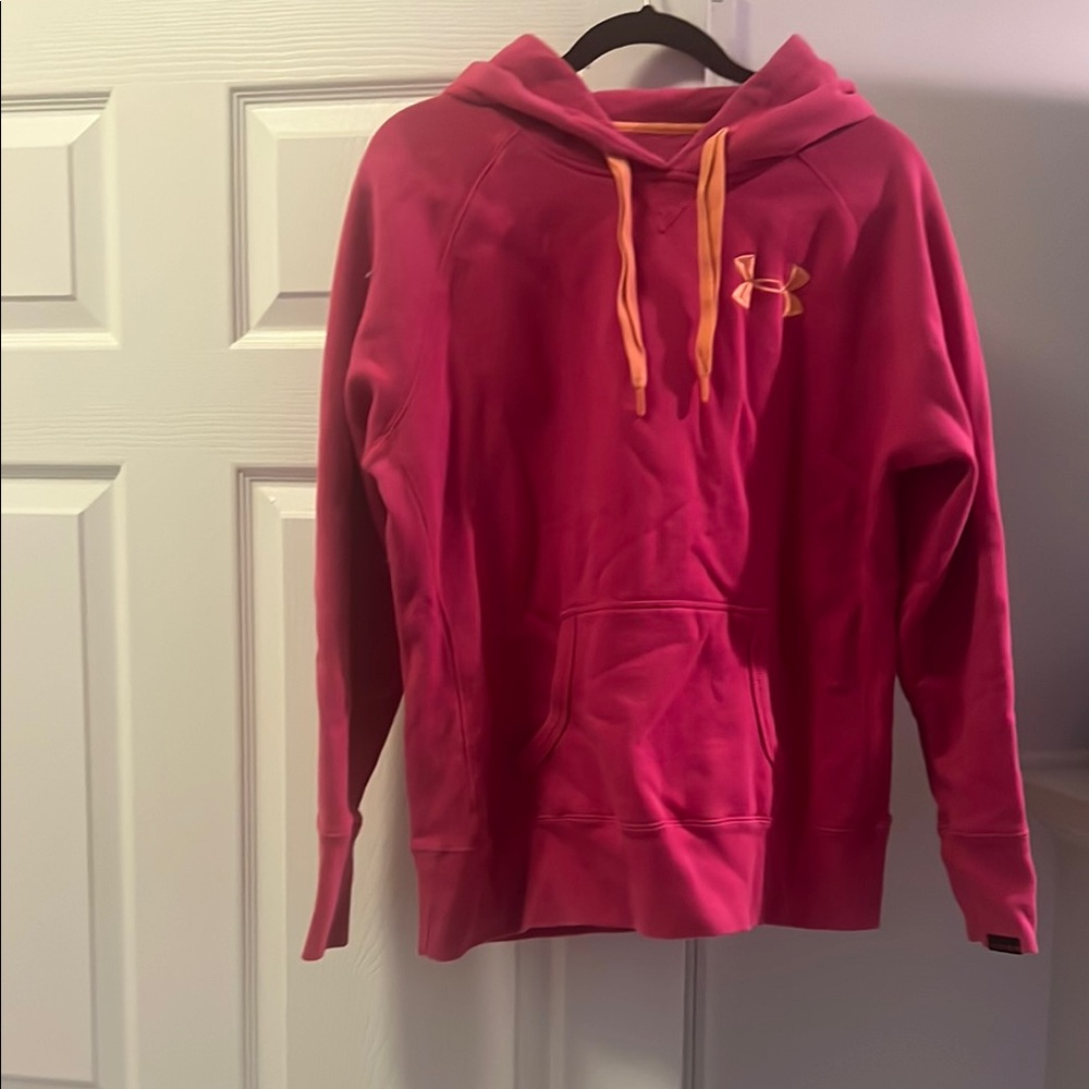Under Armour Pink and Orange Sweater with Hood and Logo